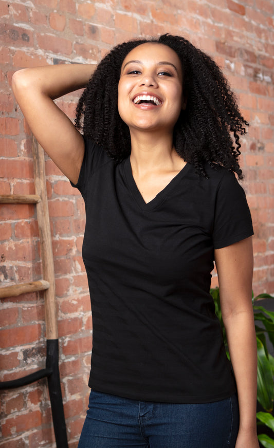 The Invisible Stripe V-Neck Tee